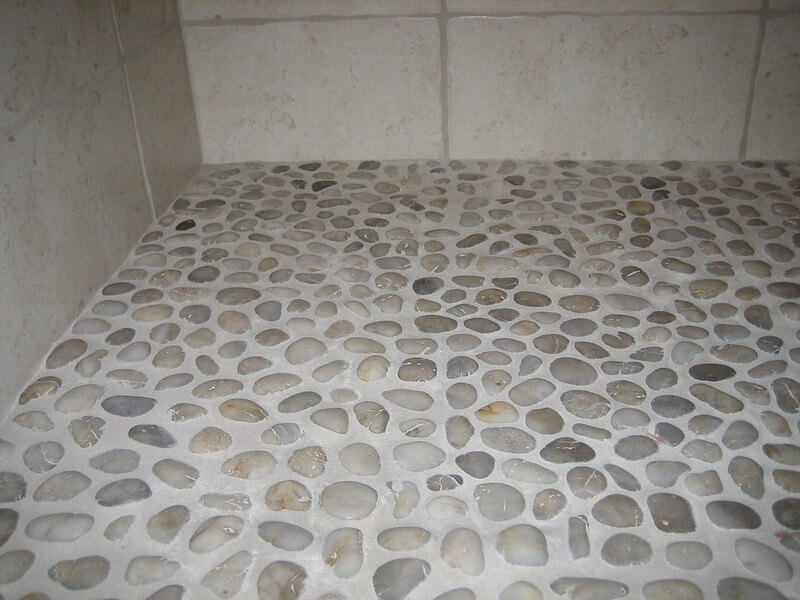 Pebble Shower Floor in Kitchen Bath